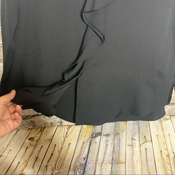 Theory Black Jastrid Modern Silk Ruffled sz Large - Picture 7 of 12